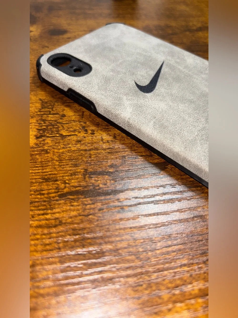 XR- 📲 Gray suede-Effect Phone Case with Subtle Swoosh 🔥🔥🔥🔥‼️‼️
